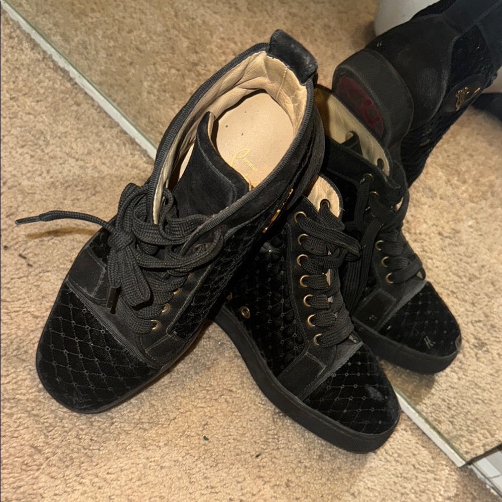 Black Quilted High-Top Sneakers